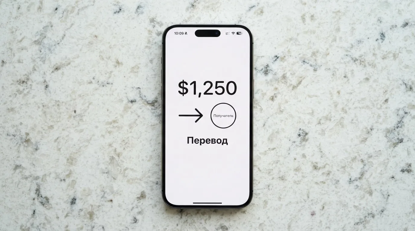 Телефон с экраном перевода стейблкоина