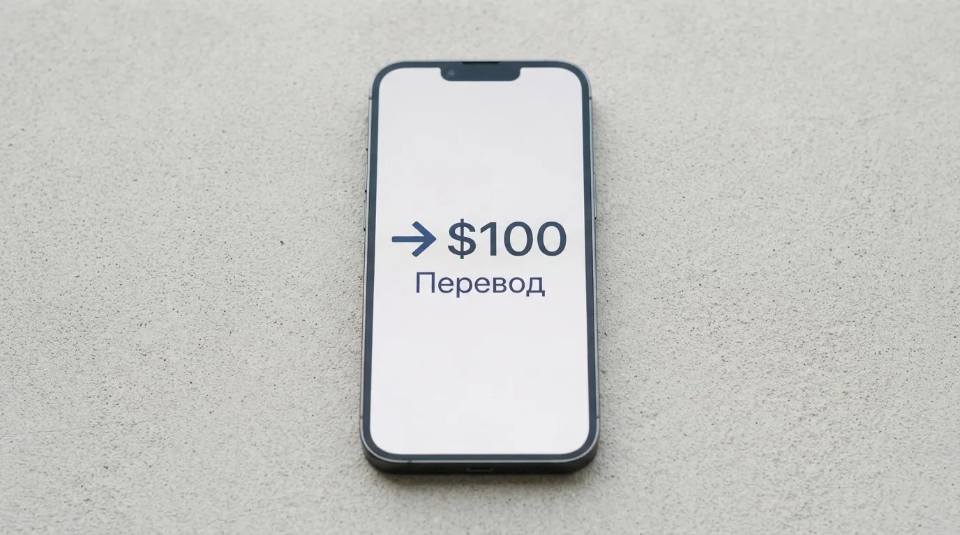 Телефон с экраном перевода стейблкоина