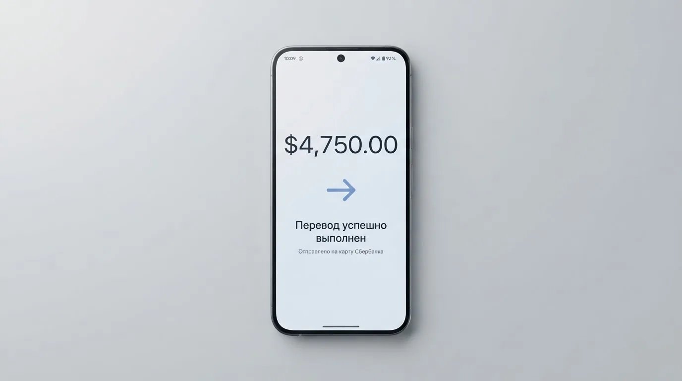 Телефон с экраном перевода стейблкоина